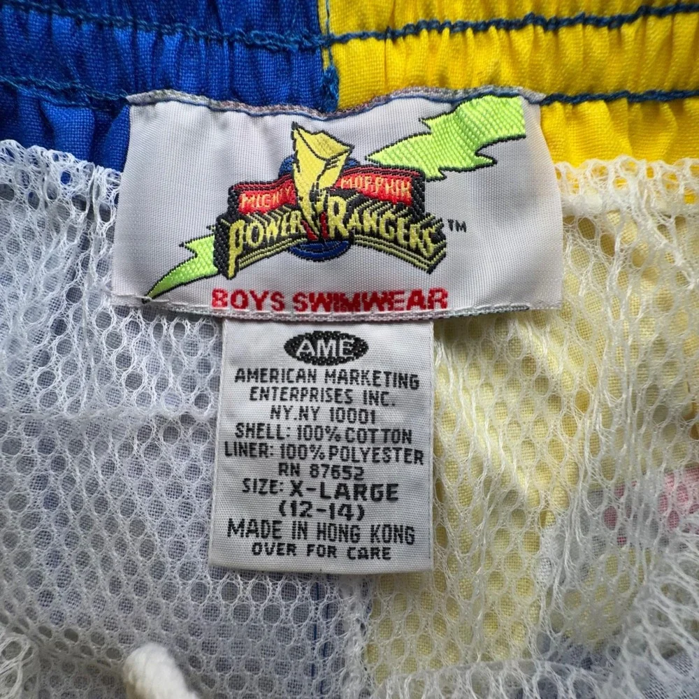 VTG Power Rangers Swim Trunks Boys XL‎ 12-14 Cotton 95 Vintage Retro Kidcore NEW